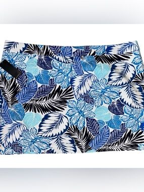 NWT Blue Tropical Leaf Print Skort, W:23.5”, L:19.5” RT $69